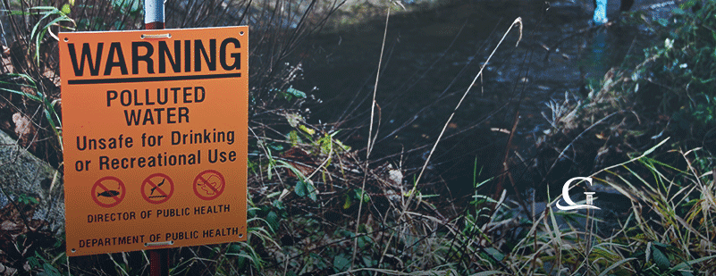 Warning Polluted Water Stock Photo