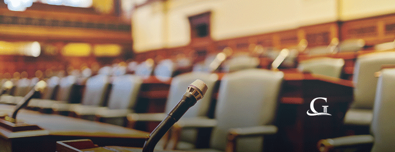 Empty Courtroom Stock Photo