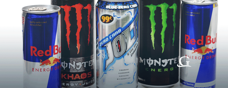 Line Of Energy Drinks Stock Photo