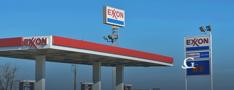 Exterior Of Exxon Gas Station Stock Photo