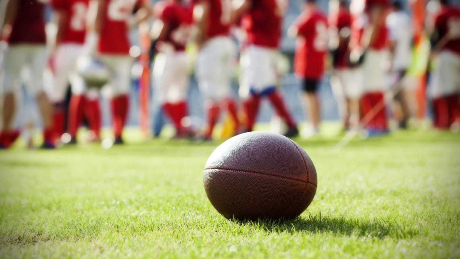 Close up on an american football ball