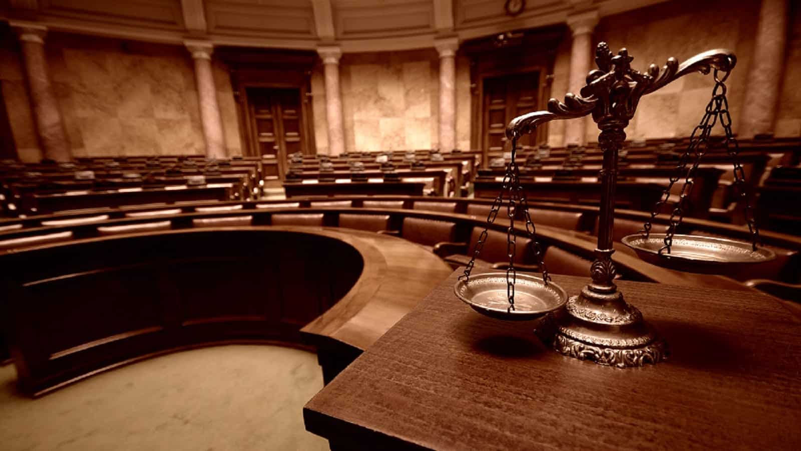 Empty Courtroom Stock Photo